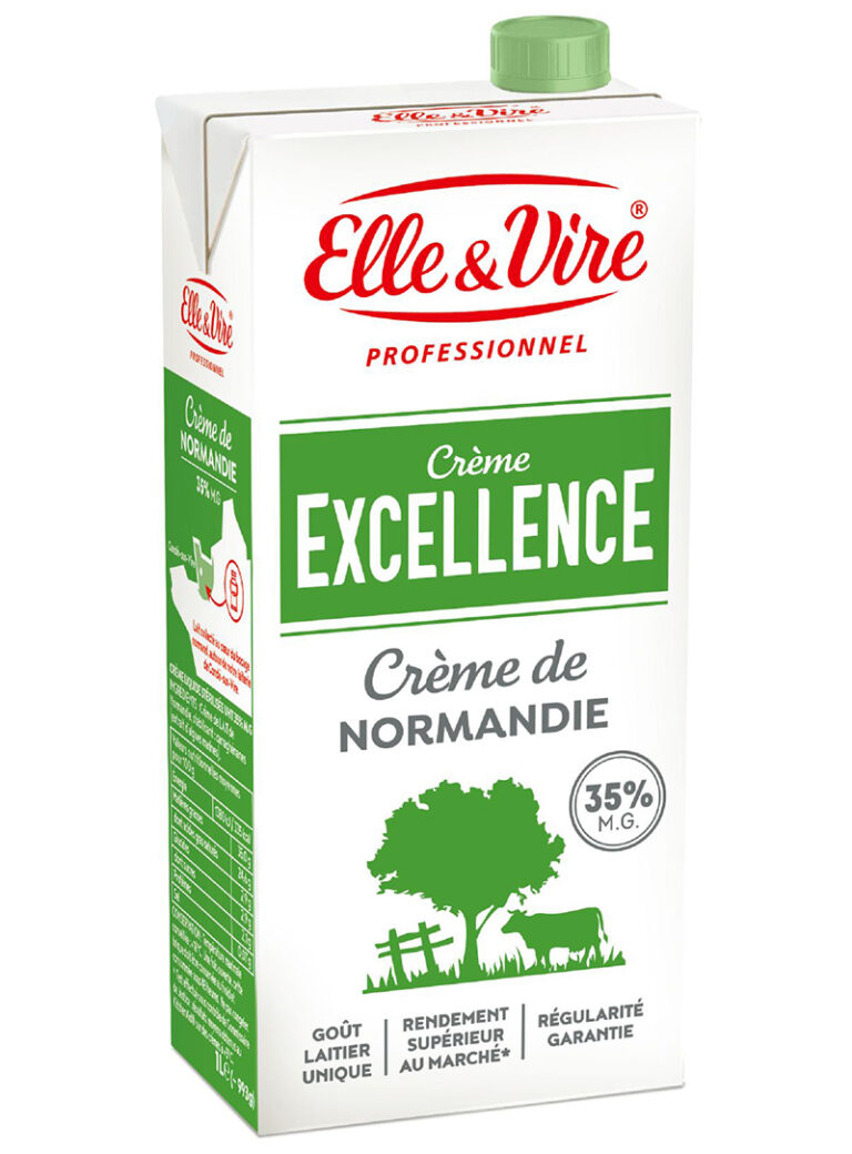 Nouvel emballage 100 % Normandie pour la crème Excellence Elle & Vire Professionnel